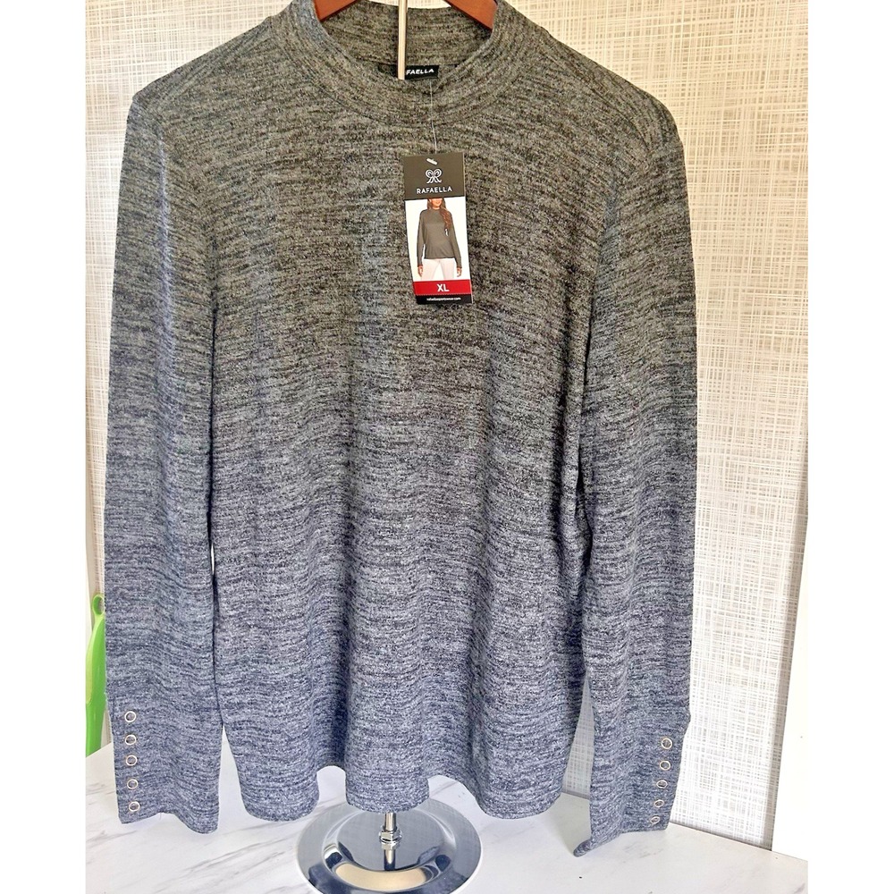 Rafaella Sweater Charcoal Tweed Heather Gray Knit Size XL $69 LS Super Soft BxCC